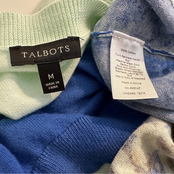 TALBOTS Sailboat Sweater Lightweight Knit Nautical Lighthouse Coastal Green Blue - Picture 7 of 7